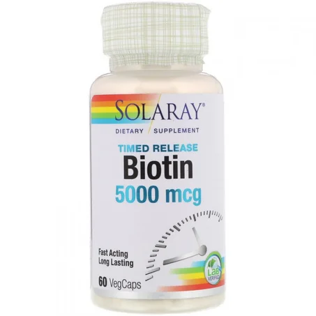 Solaray, Biotine, 5000 mcg, 60 capsules végétariennes
