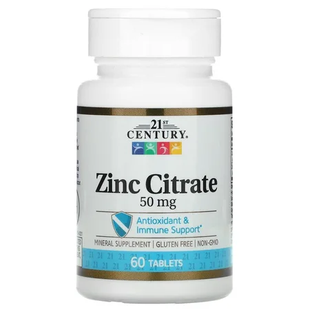21st Century, Citrate de zinc, 50 mg, 60 comprimés
