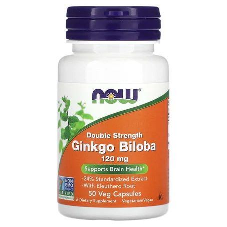 NOW Foods, Ginkgo biloba, Double efficacité, 120 mg, 50 capsules végétales