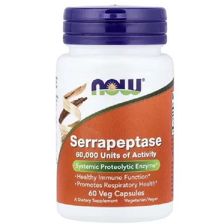 NOW Foods, Serrapeptase, 60 Veg Capsules (27 mg per Capsule)