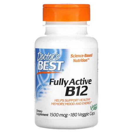 Vitamine B12 entièrement active, 1500 µg, 180 capsules végétariennes