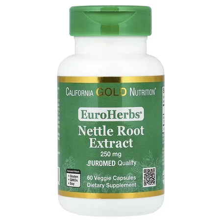 California Gold Nutrition, EuroHerbs®, Extrait de racine d'ortie, Qualité Euromed, 250 mg, 60 gélules végétales