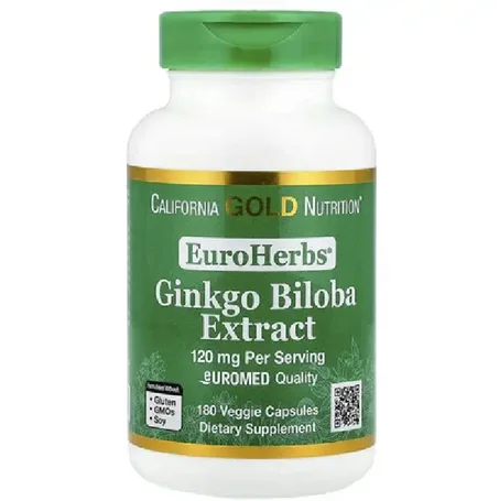 California gold nutrition EuroHerbs®, Ginkgo Biloba Extract, Euromed Quality, 120 mg, 180 Veggie Capsules