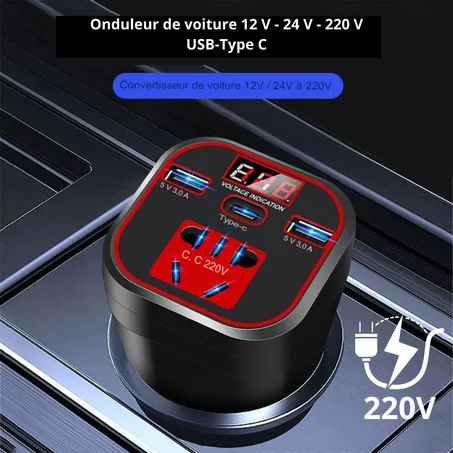 Onduleur pour voiture 12V-24V-220V