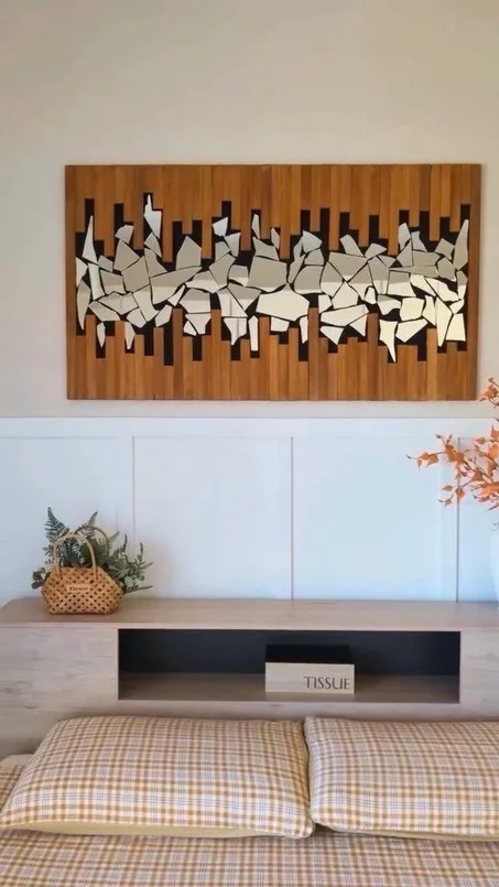 Décoration Murale Bois & Miroir Luxe