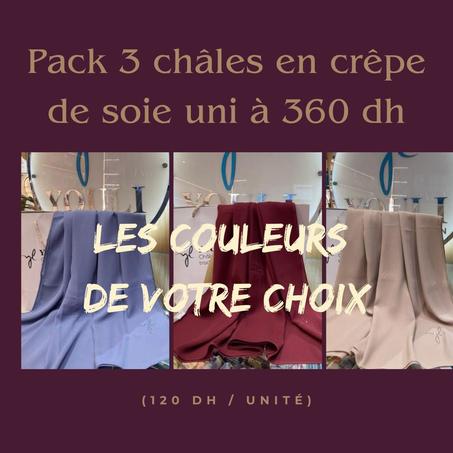 Pack de 3 Châles Crêpe Uni