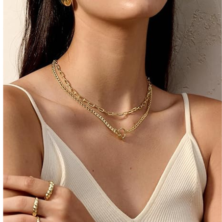 تشيسكي عقد ذهبي بطبقات للنساء،