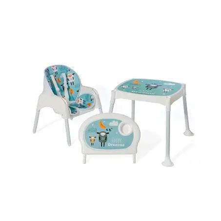 طاولة و كرسي مرتفع لإطعام الأطفال متعددة الوظائف 3 في 1، باللون الأزرق
