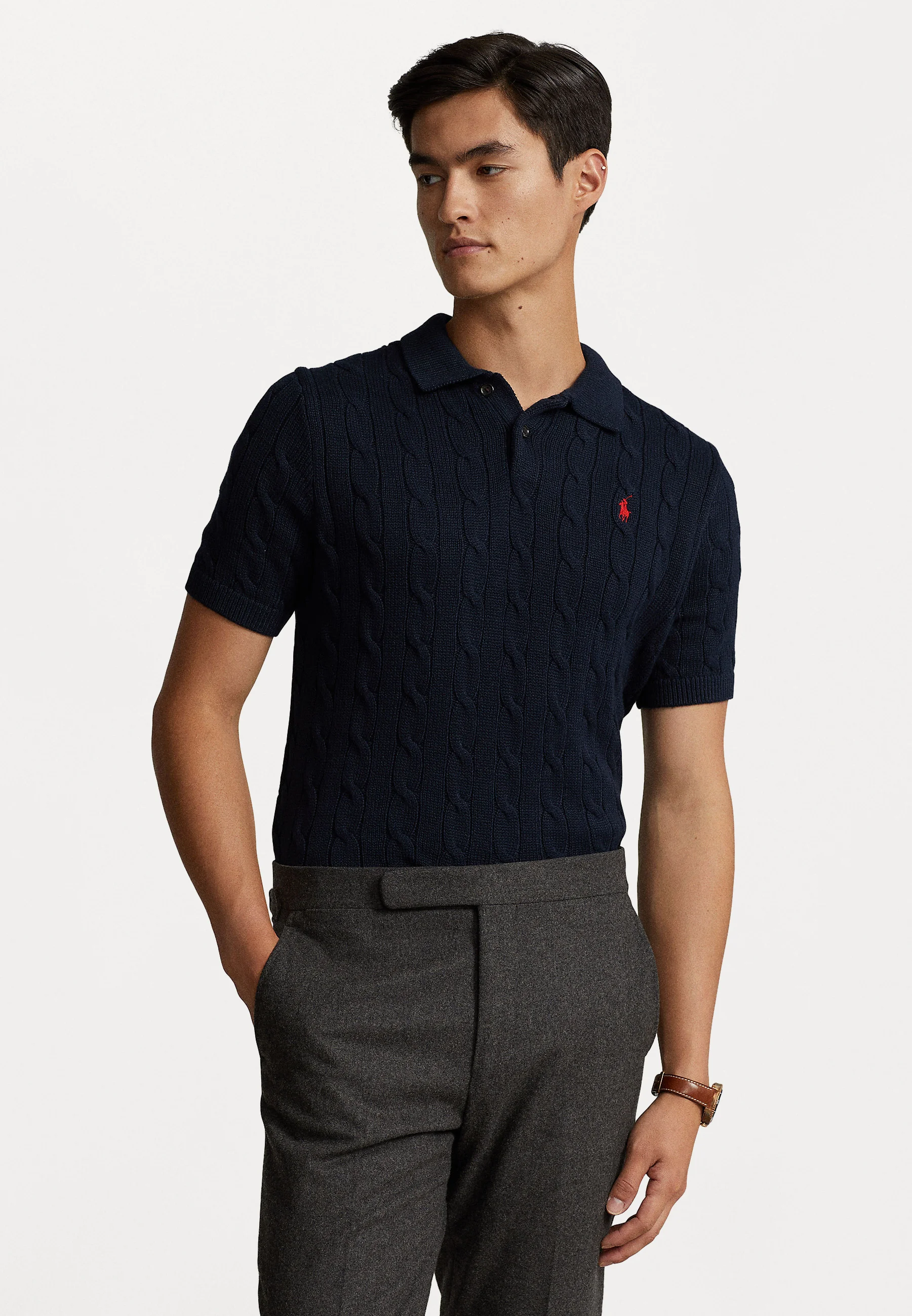 تيشيرت Polo Ralph Lauren محبوك Cable Knit — قصة كلاسيكية بأكمام قصيرة | 100% قطن تركي