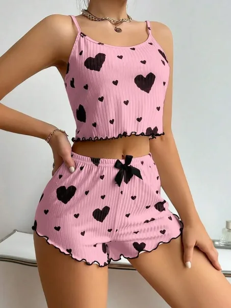 ENSEMBLE PYJAMA FEMME A COEURS – Confort & Séduction