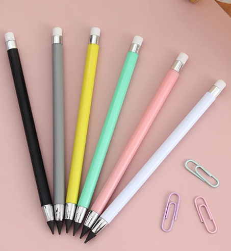 Ensemble de 6 pièces, crayon durable et infini sans encre, Tête crayon éternel remplaçable