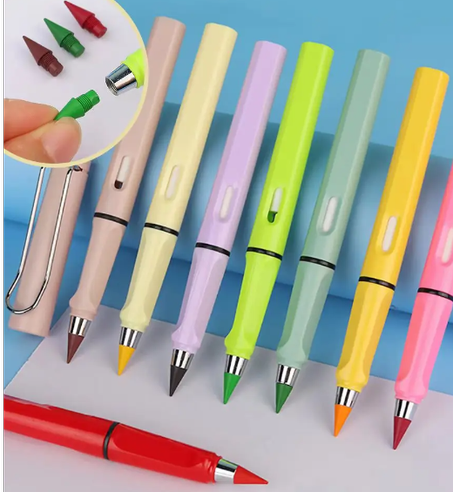 Ensemble de 12 pièces, Crayons de couleur durables et infinis, Tête crayon éternel remplaçable