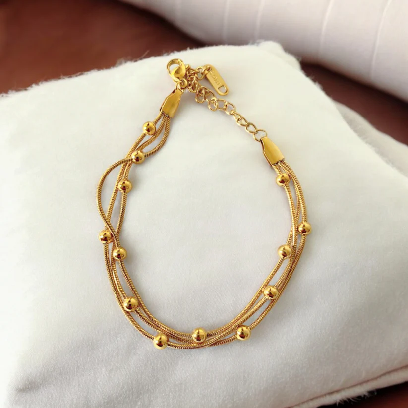 Engraved Golden Gleam Bracelet | VV-24-GSB-0030