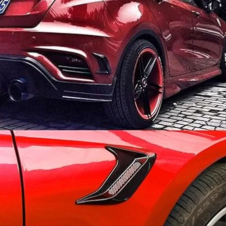 كاستويف غطاء لاصق لفتحة تهوية غطاء حيز المحرك للسيارة من قطعتين بتصميم عالمي مزخرف يمكنك تركيبه بنفسك - لون اسود