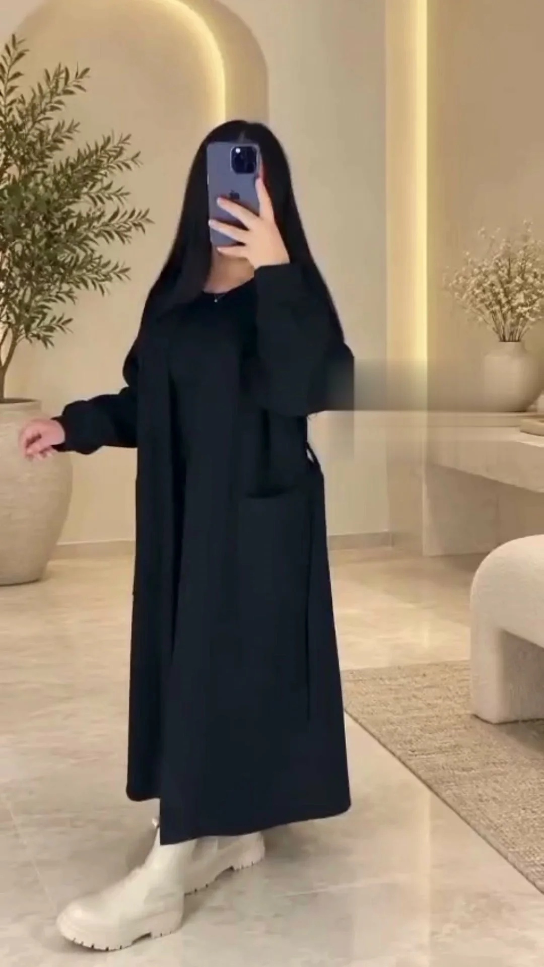مونطو كاشمير طويل بالحزام