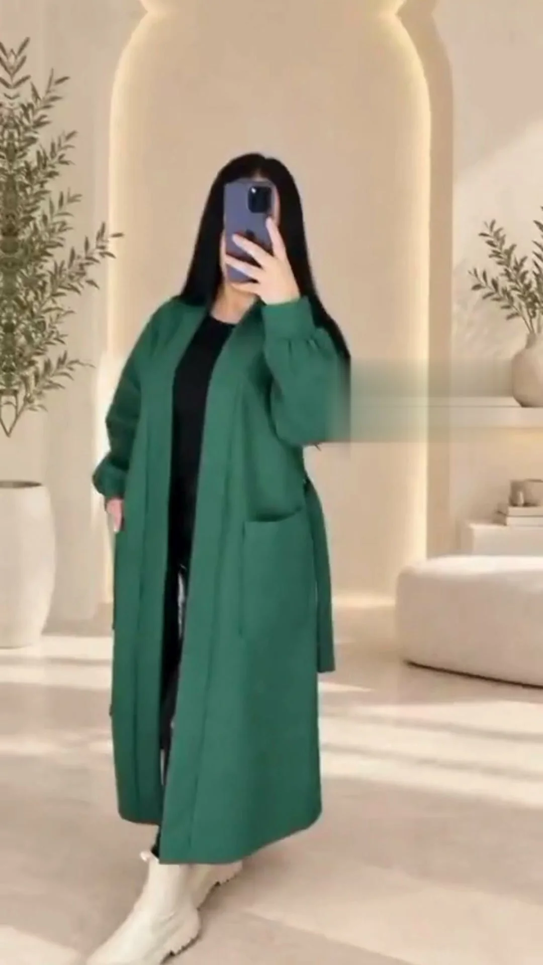 مونطو كاشمير طويل بالحزام