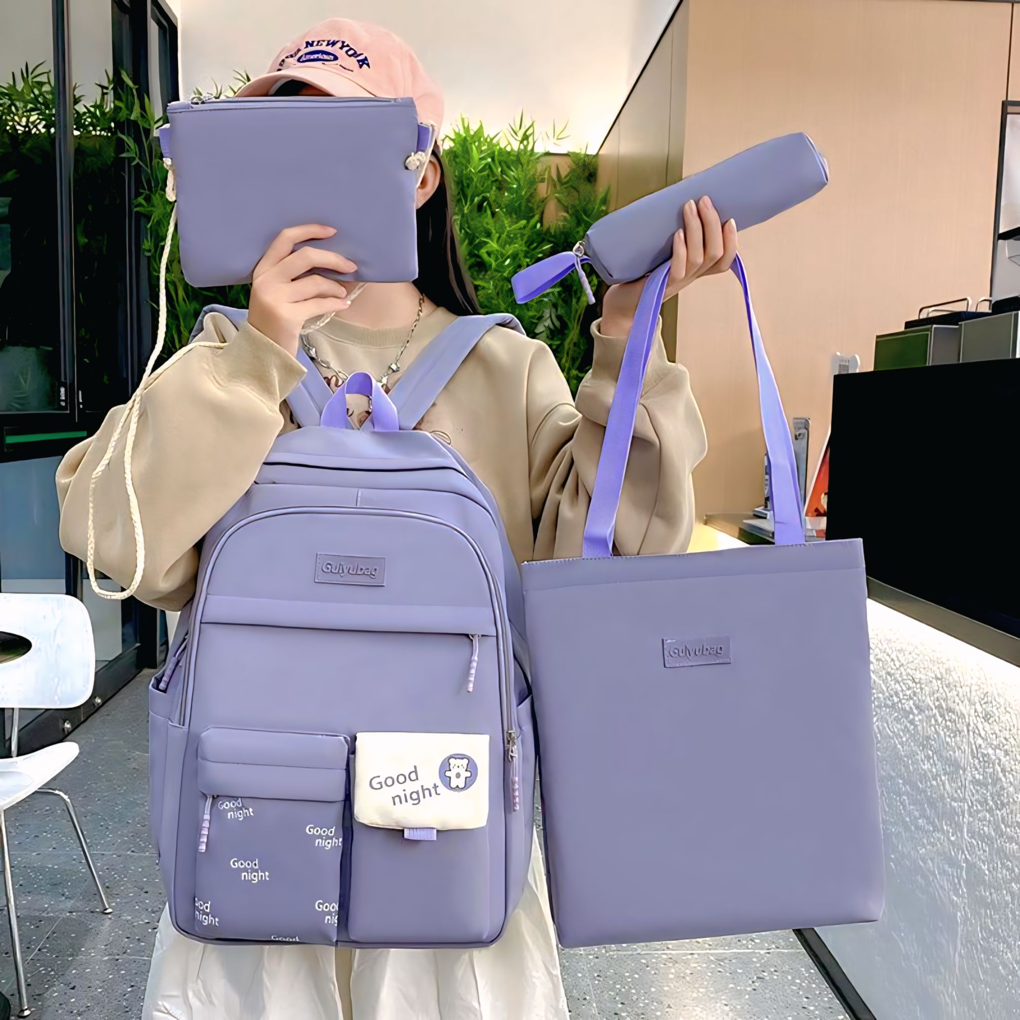 🎒 حقيبة ظهر عصرية للبنات تأتي ب 4 قطع