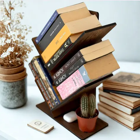 📚 حامل كتب خشبي عصري