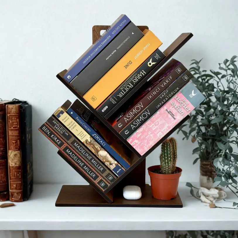 📚 حامل كتب خشبي عصري