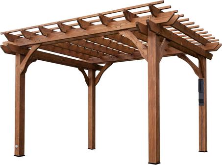 Backyard Discovery Beaumont 12' x 10' Traditional Cedar Wood Pergola Kit with Trellis Roof, All-Season Durability, High-Wind Rating, PowerPort, Shade for Outdoor Patio, Deck, Garden, and Ente