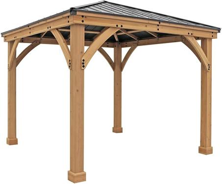 Yardistry 12 x 12 Meridian Cedar Gazebo Pavilion for Patios, Decks, Garden, Backyard, Durable, Aluminum Roof