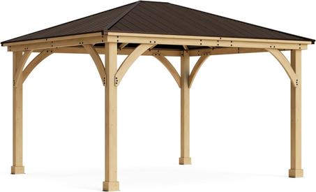 Yardistry 12 x 14 Meridian Cedar Gazebo Pavilion for Patios, Decks, Garden, Backyard, Durable, Aluminum Roof