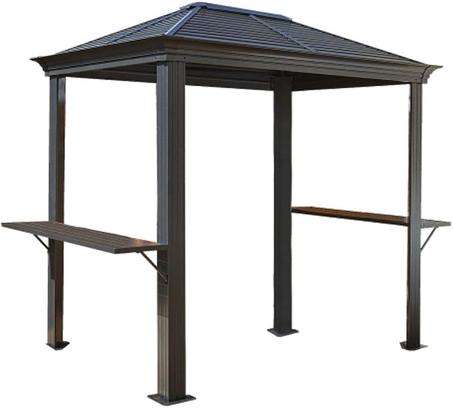 Sojag 5' x 8' Mykonos BBQ Grill Gazebo Outdoor Weather-Resistant Aluminum Frame Shelter Dark Grey