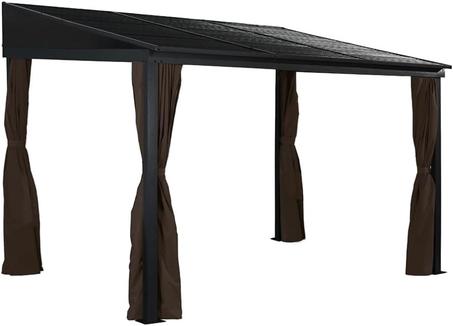 Sojag 10' x 12' Portland Gazebo Wall-Mounted Outdoor Weather-Resistant Aluminum Frame Sunroom Brown