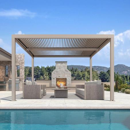 PURPLE LEAF 12' × 12' Outdoor Louvered Pergola,Retractable Patio Hard Top Pergola Gazebo with Adjustable Roof for Deck, Garden and Backyard