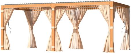 Yoleny Louvered Pergola - 10x20, All Aluminum with Adjustable Rainproof Roof, Outdoor Pergola with Curtains and Nets for Patio & Garden, Woodgrain