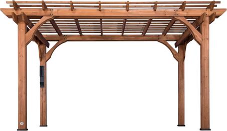 Backyard Discovery Beaumont 14' x 10' Traditional Cedar Wood Pergola Kit with Trellis Roof, All-Season Durability, High-Wind Rating, PowerPort, Shade for Outdoor Patio, Deck, Garden, and Ente