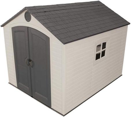LIFETIME 6405 Outdoor Storage Shed with Window, Skylights, and Shelving, 8 by 10 Feet