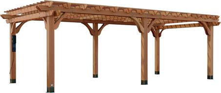 Backyard Discovery Beaumont 24' x 12' Traditional Cedar Wood Pergola Kit with Trellis Roof, All-Season Durability, High-Wind Rating, PowerPort, Shade for Outdoor Patio, Deck, Garden, and Ente