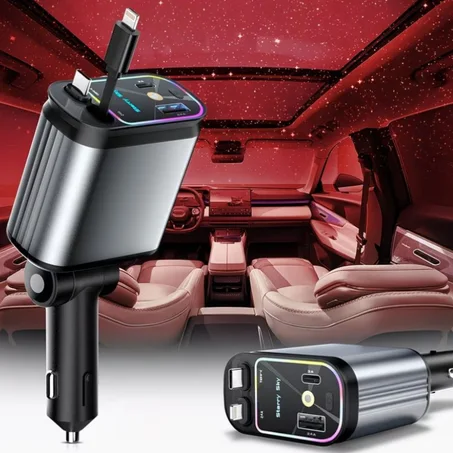 شاحن السيارة الذكي 4 في 1 - شحن سريع مع إضاءة نجوم فخمة