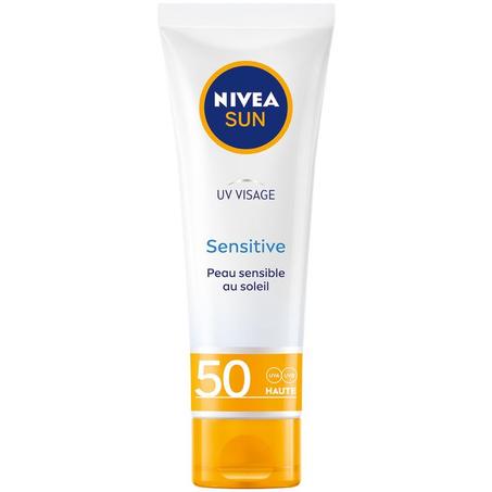 NIVEA SUN SUN, Ecran Solaire UV Visage, Sensitive, SPF 50, 50ml