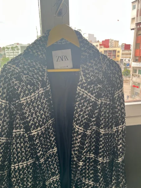 Manteau zara en carreaux noir et blanc