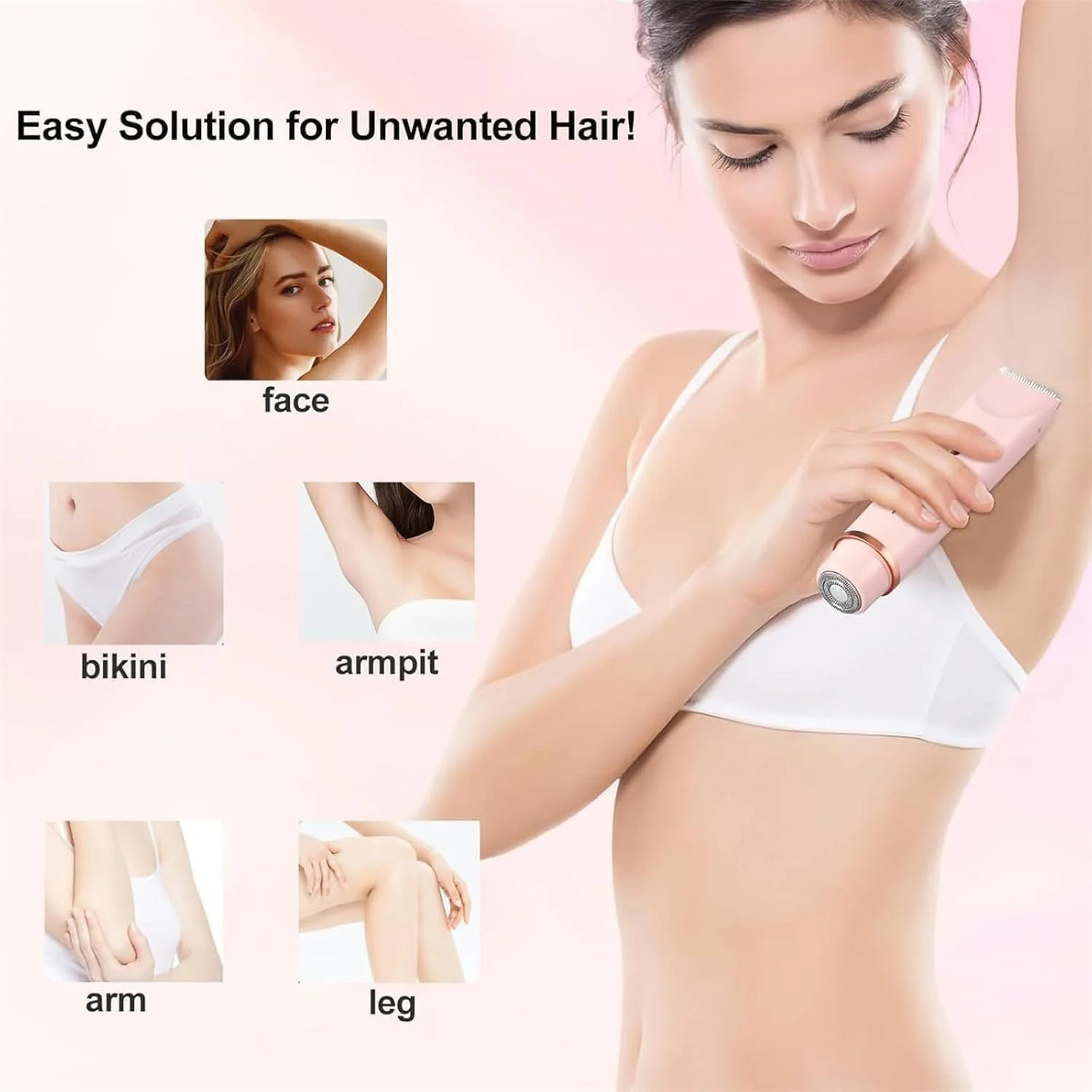 Tondeuse Épilateur Femme/Homme Rechargeable USB 2-en-1 | Visage, Bikini, Aisselles & Jambes