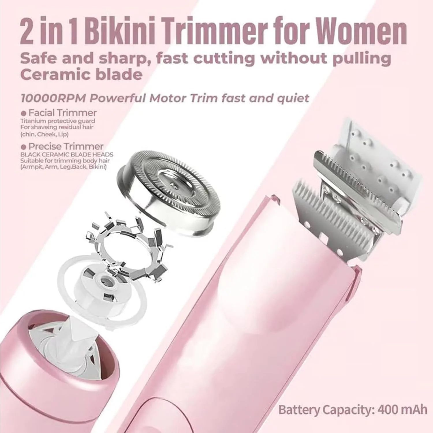 Tondeuse Épilateur Femme/Homme Rechargeable USB 2-en-1 | Visage, Bikini, Aisselles & Jambes