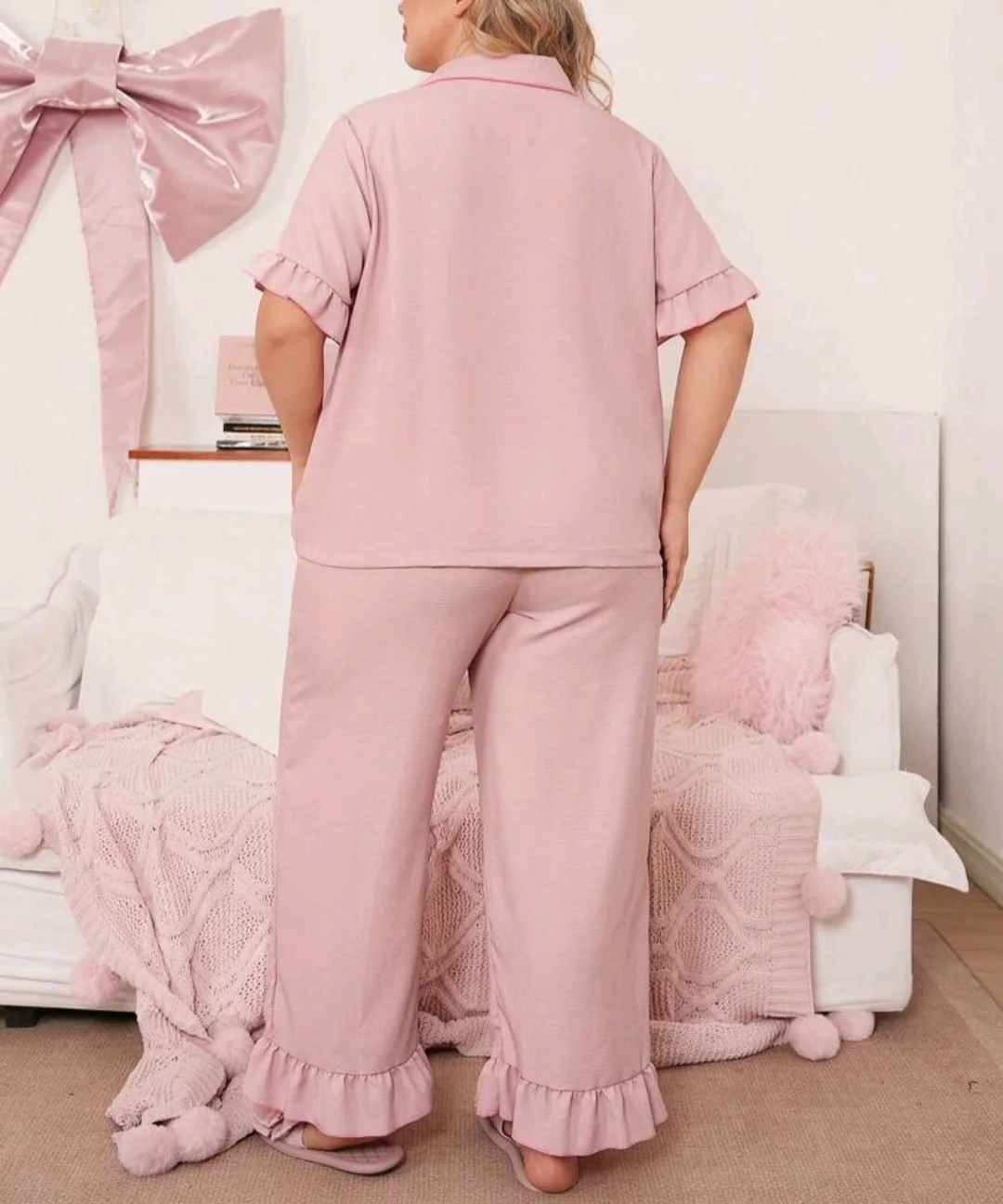 Pyjama rose pâle boutonné