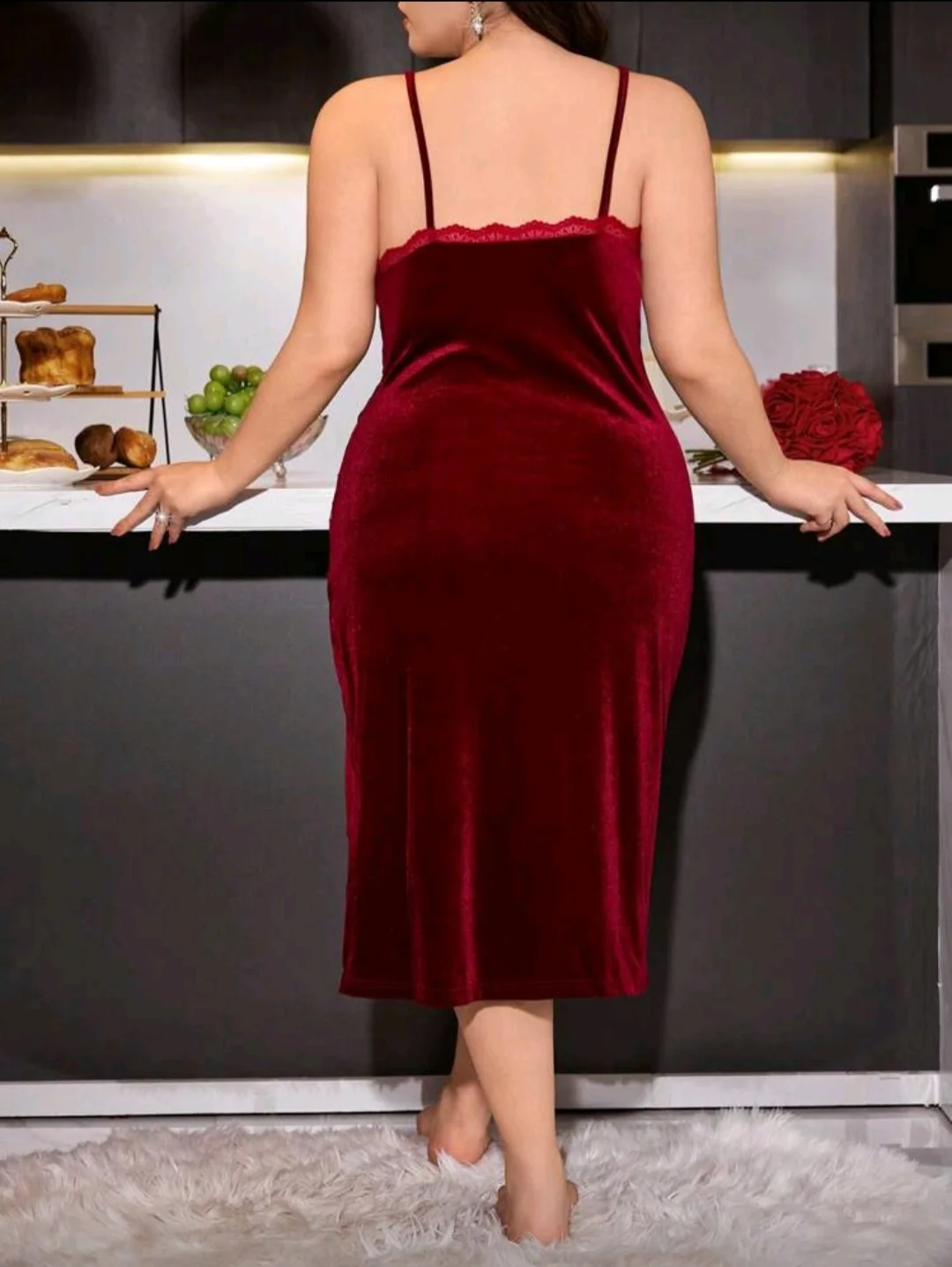 Peignoir velours bordeaux