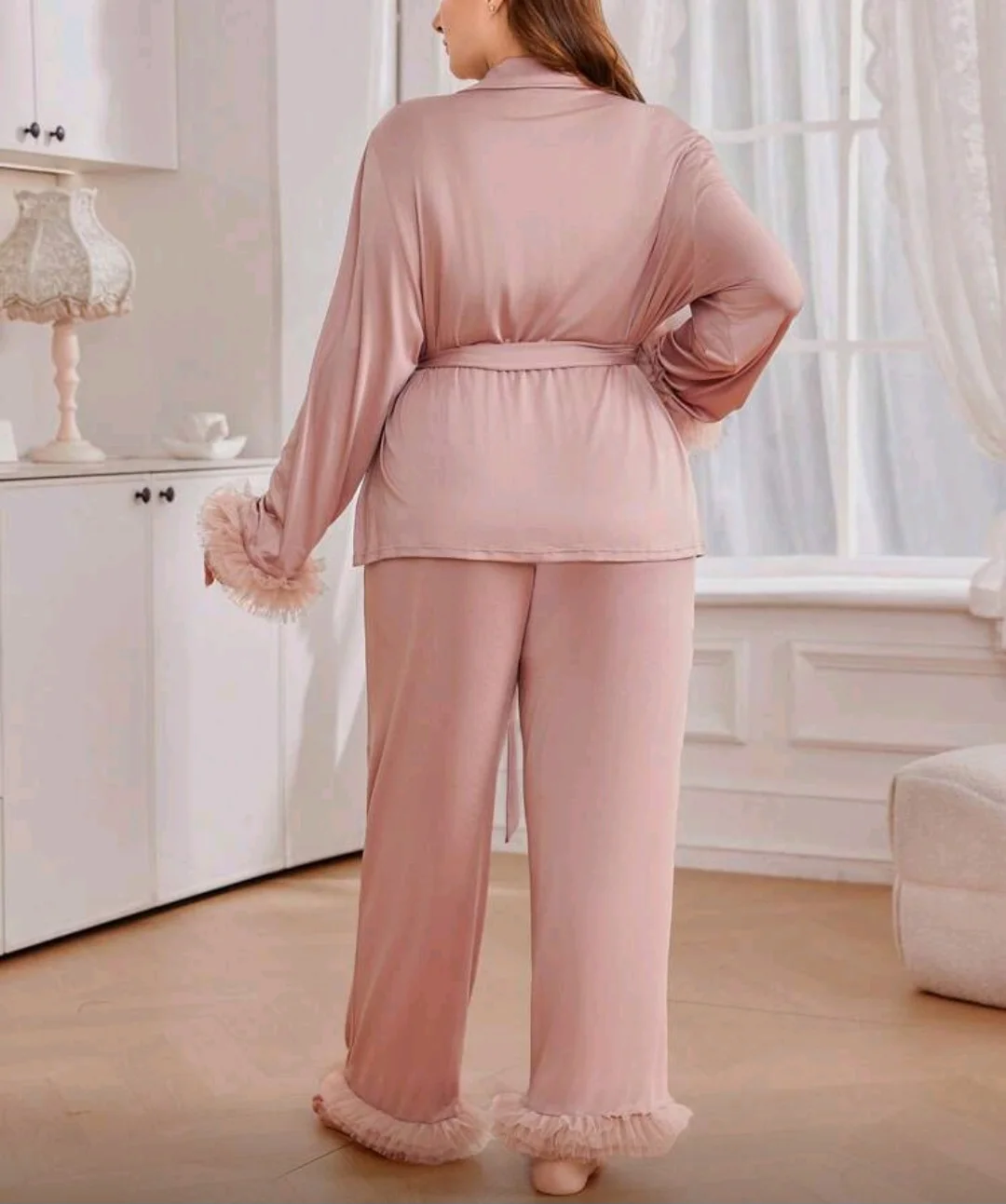 Pyjama rose poudré à ceinture