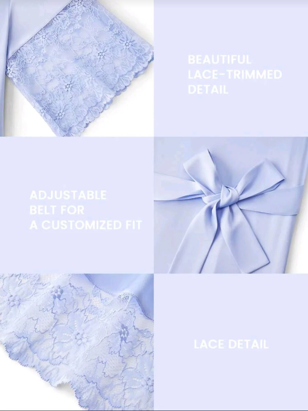 Peignoir bleu clair dentelle