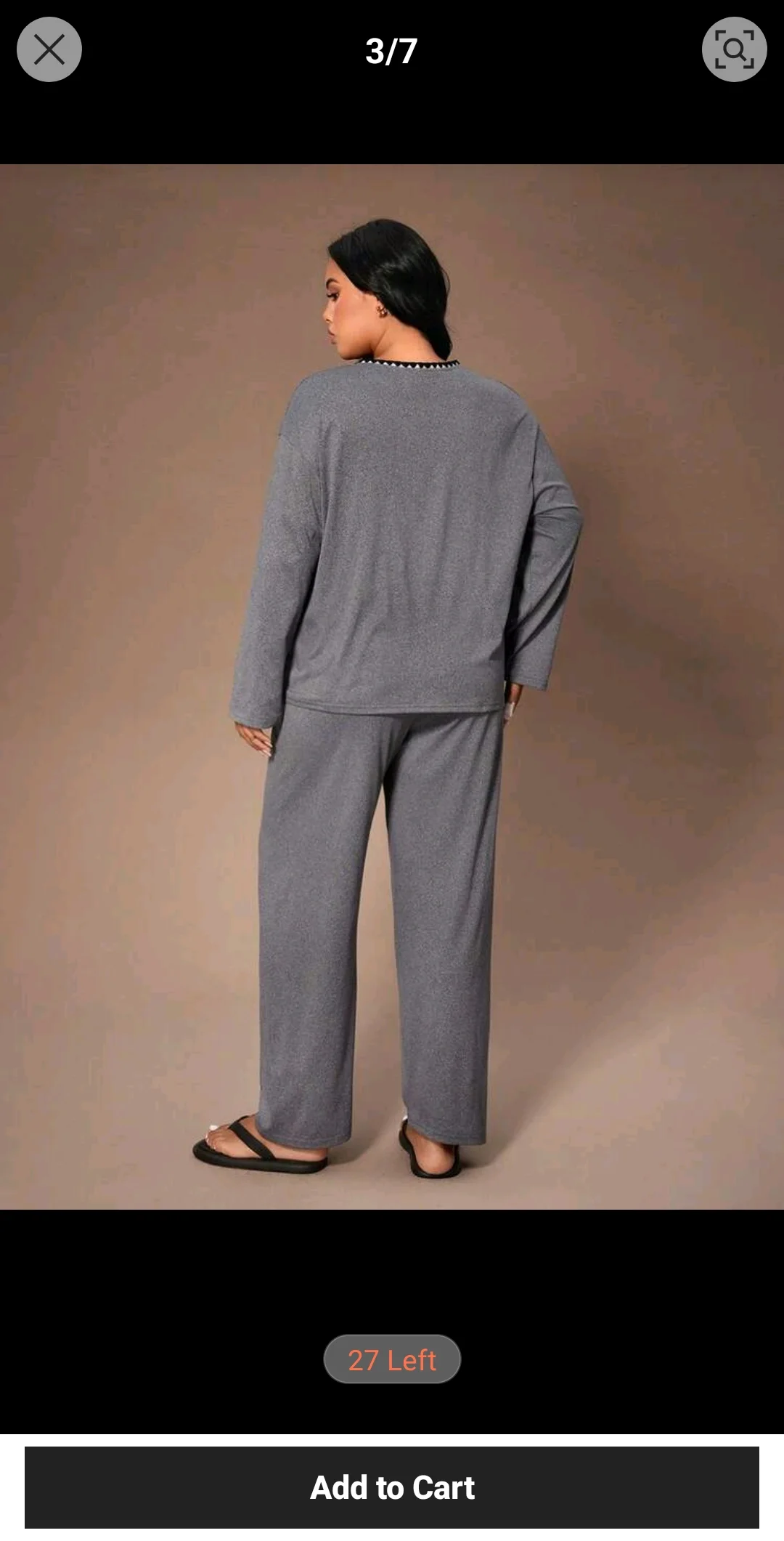 Pyjama gris col V à poche