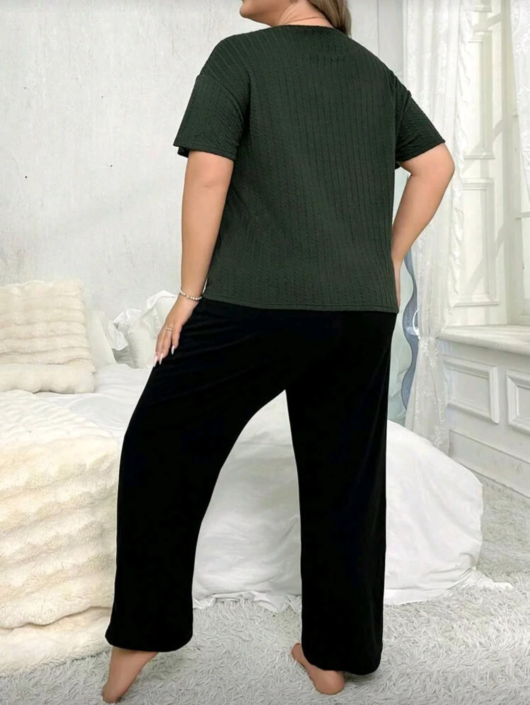 Pyjama vert très foncé manches courtes