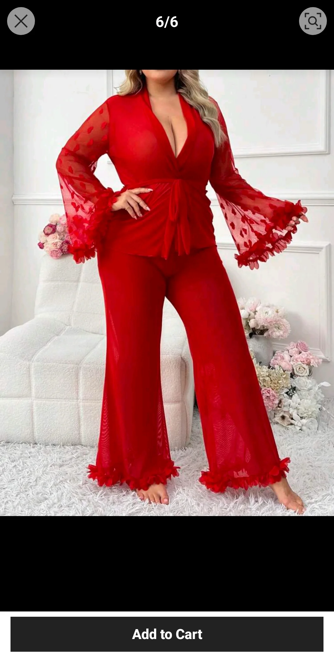 Ensemble rouge tulle transparent à plumes