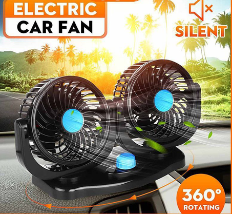 Ventilateur de voiture réglable à 360 degrés,double tête,à faible bruit,12 volts,24V - Type 12v
