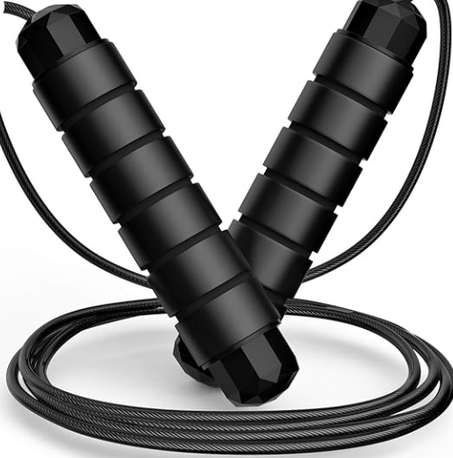 حبل قفز، كيبل قفز سريع بدون تشابك مع محامل كروية للنساء والرجال والاطفال، حبل قفز ستيل قابل للتعديل مع مقابض اسفنجية للياقة البدنية والتمارين المنزلية والجسم النحيف