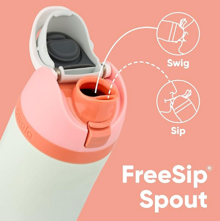 اوالا زجاجة مياه معزولة من الستانلس ستيل مع ماصة للرياضة والسفر والمدرسة، زجاجة مياه رياضية خالية من البيسفينول ايه، 32 اونصة، لون دينيم من فري سيب