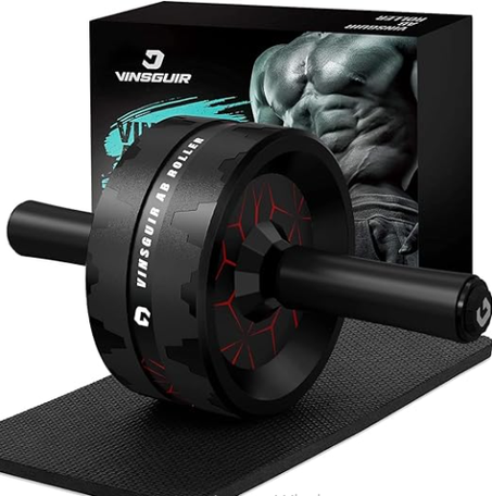 عجلة تمارين البطن الدوارة من فينسجوير للتمارين الاساسية وتدريب القوة، عجلة مزدوجة العجلات 3.2 انش لتمرين عضلات البطن، معدات تمارين البطن، عجلات تمارين لصالة الالعاب الرياضية المنزلية مع ملحقا