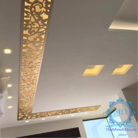 ديكور  خشب اللزر MDF على شكل  حرف L  ابداع وفن يتتناسق مع  شكل الغرفة